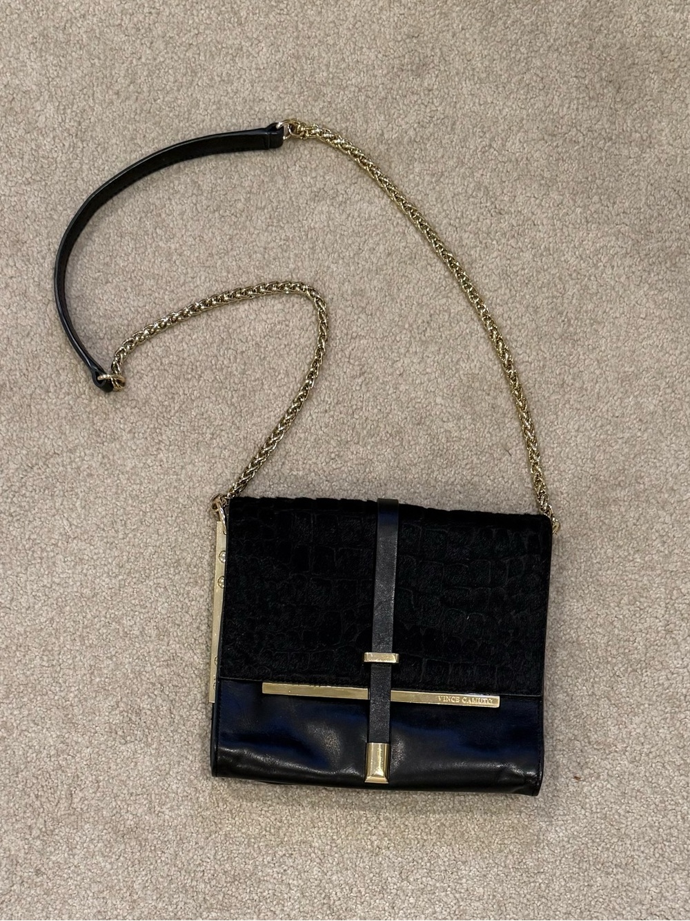 Vince Camuto Black Crossbody Bag with Gold Chain